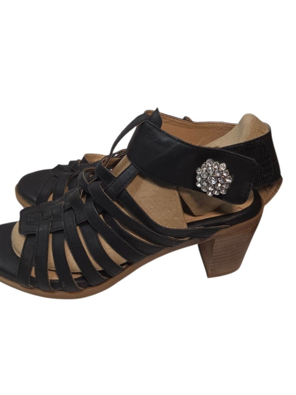 Lindsay Phillips Ellen Black Strappy Block Heel Sandal, Size 8.5